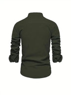 Kasimir | Men's Linen Shirt with Long Sleeves and Stand Collar