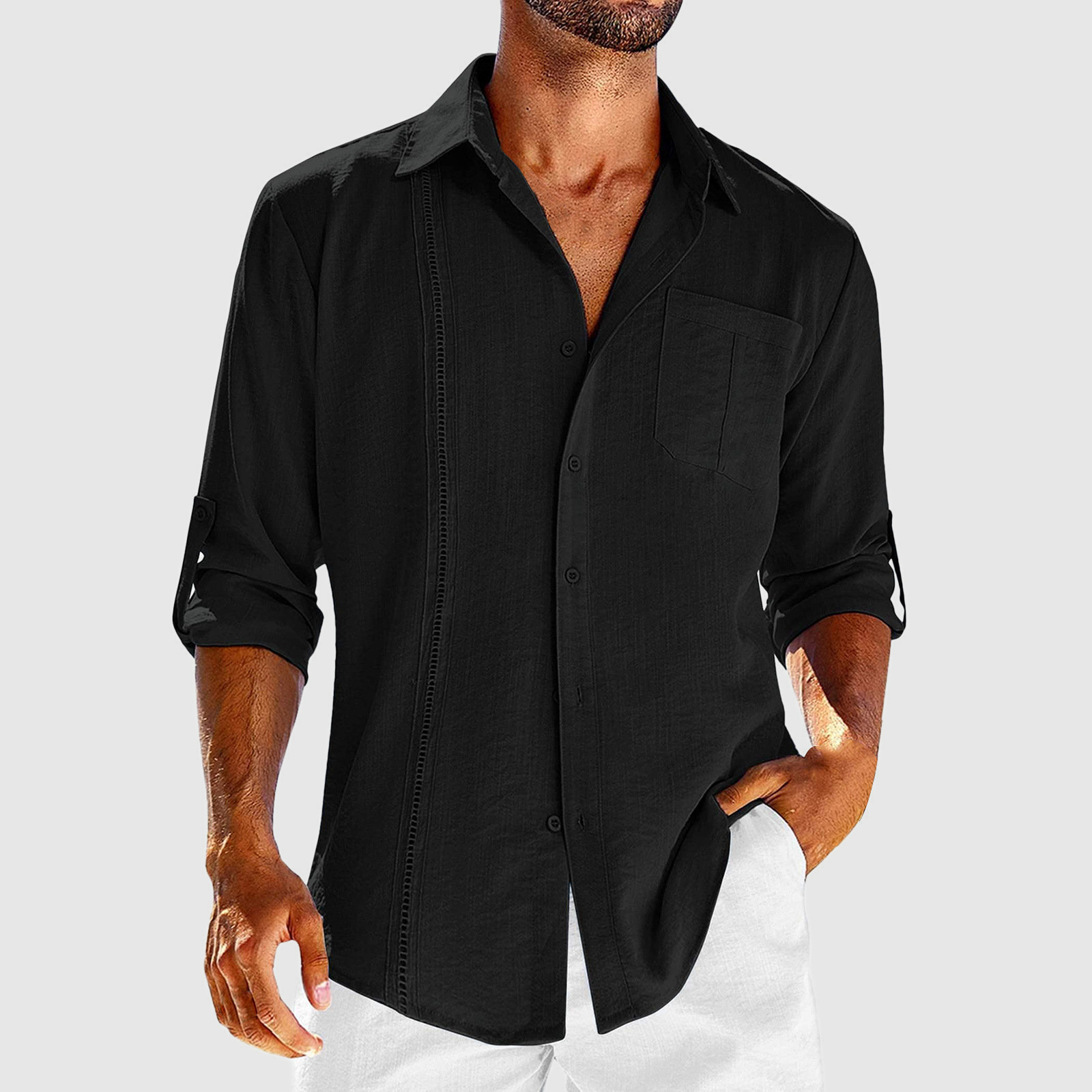Raivo | Men's Long Sleeve Linen Overshirt