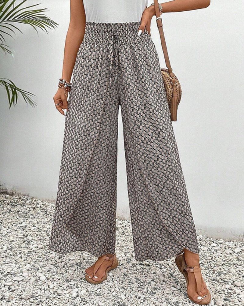 Lucie | Women’s Smocked Waist Palazzo Trousers — TOPNEWPLACE