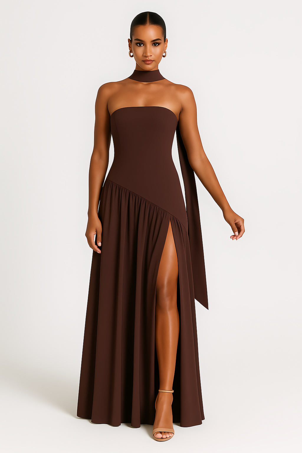 Women's Strapless High Slit Maxi Dress — view 2
