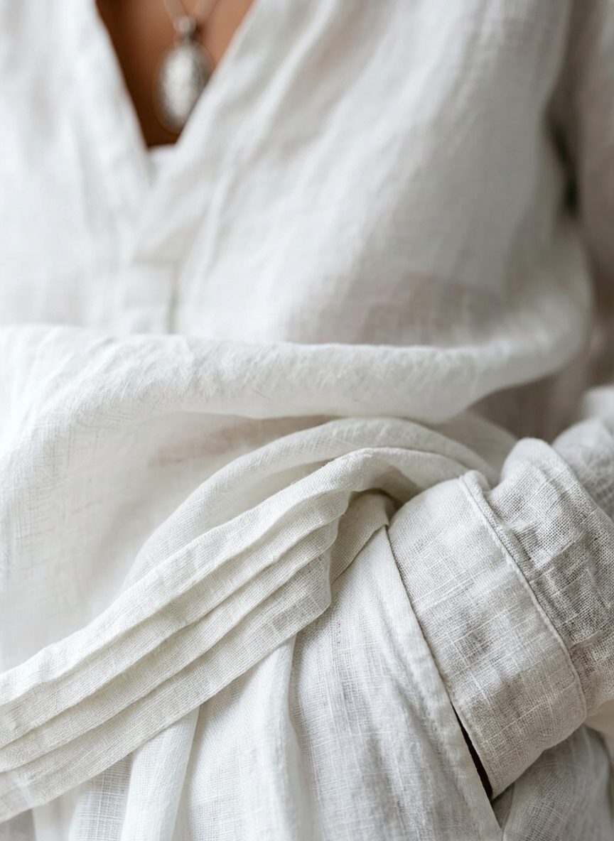 Ursula | Women's Cotton-Linen Henley Shirt with Long Sleeves