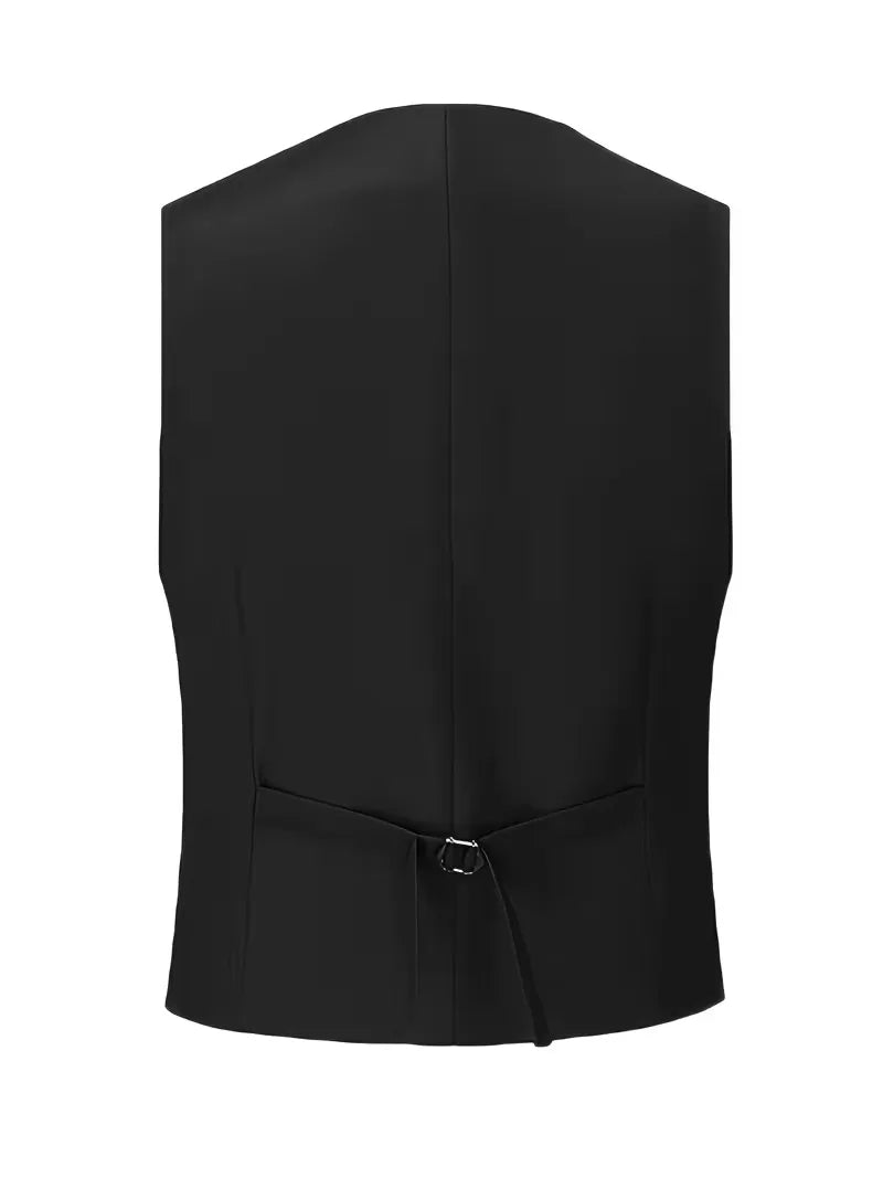 Erasmus | Men's Slim Fit Double-Breasted Three-Piece Suit Set with Waistcoat
