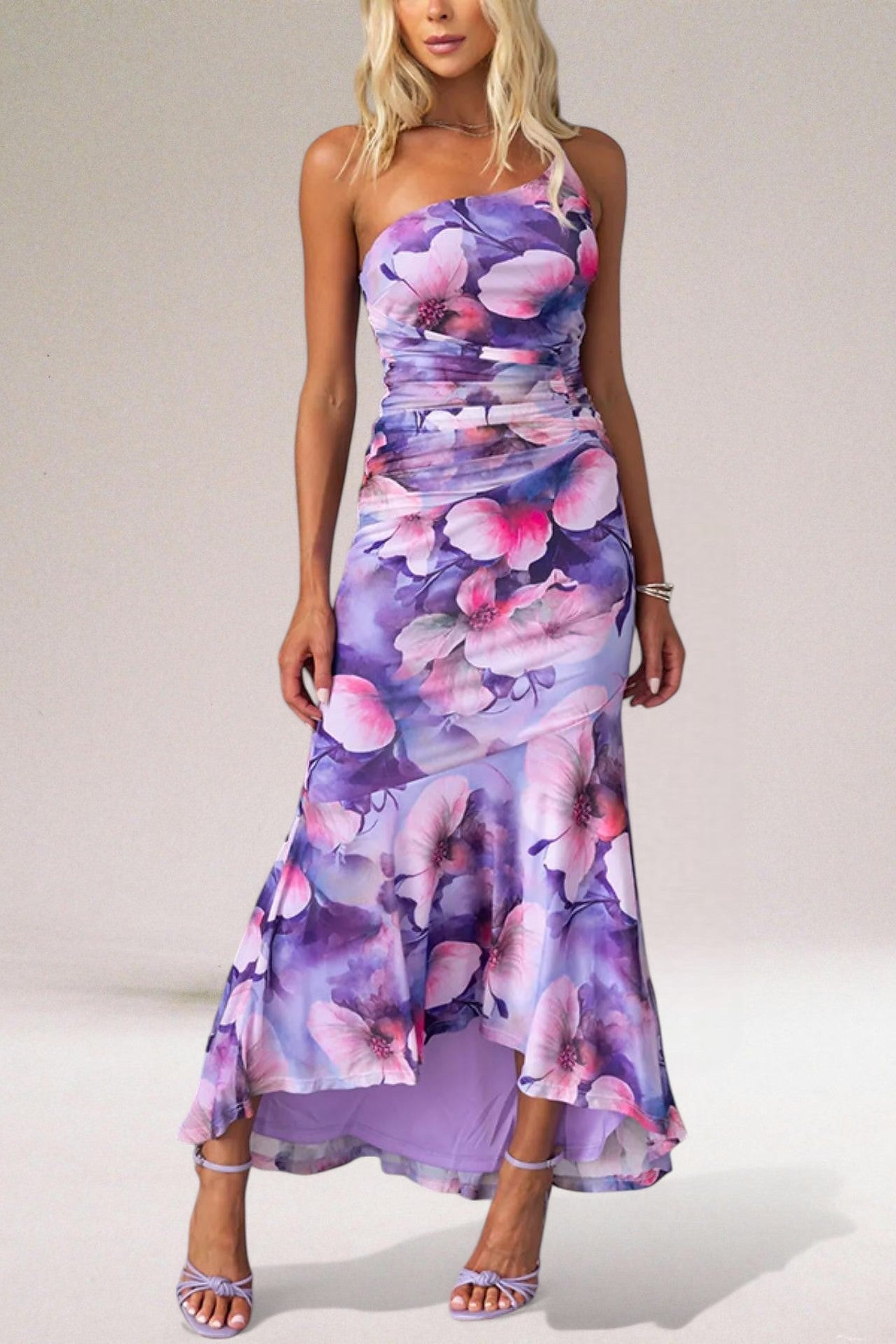 Women's One Shoulder Floral Maxi Dress — view 4