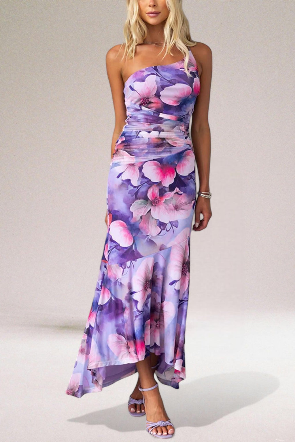 Women's One Shoulder Floral Maxi Dress — view 3