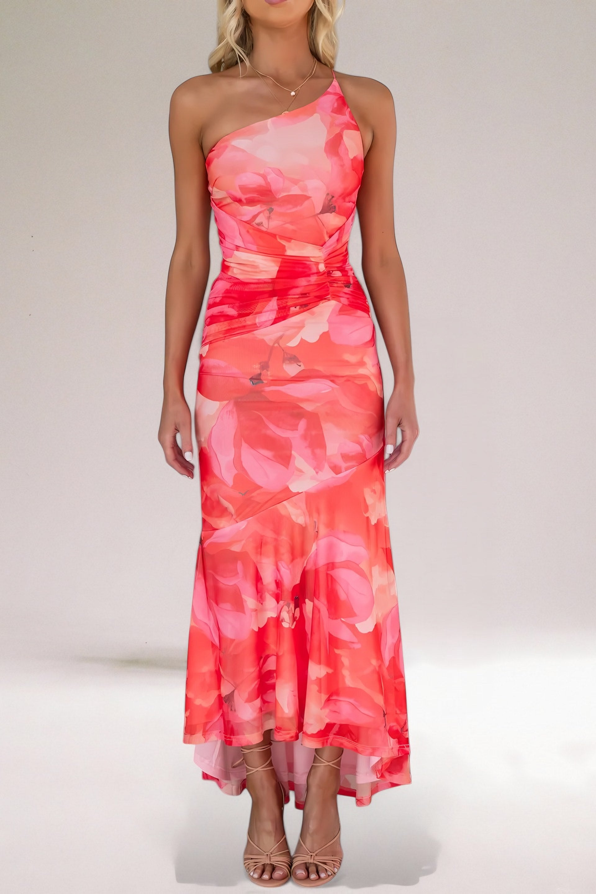 Women's One Shoulder Floral Maxi Dress — view 5