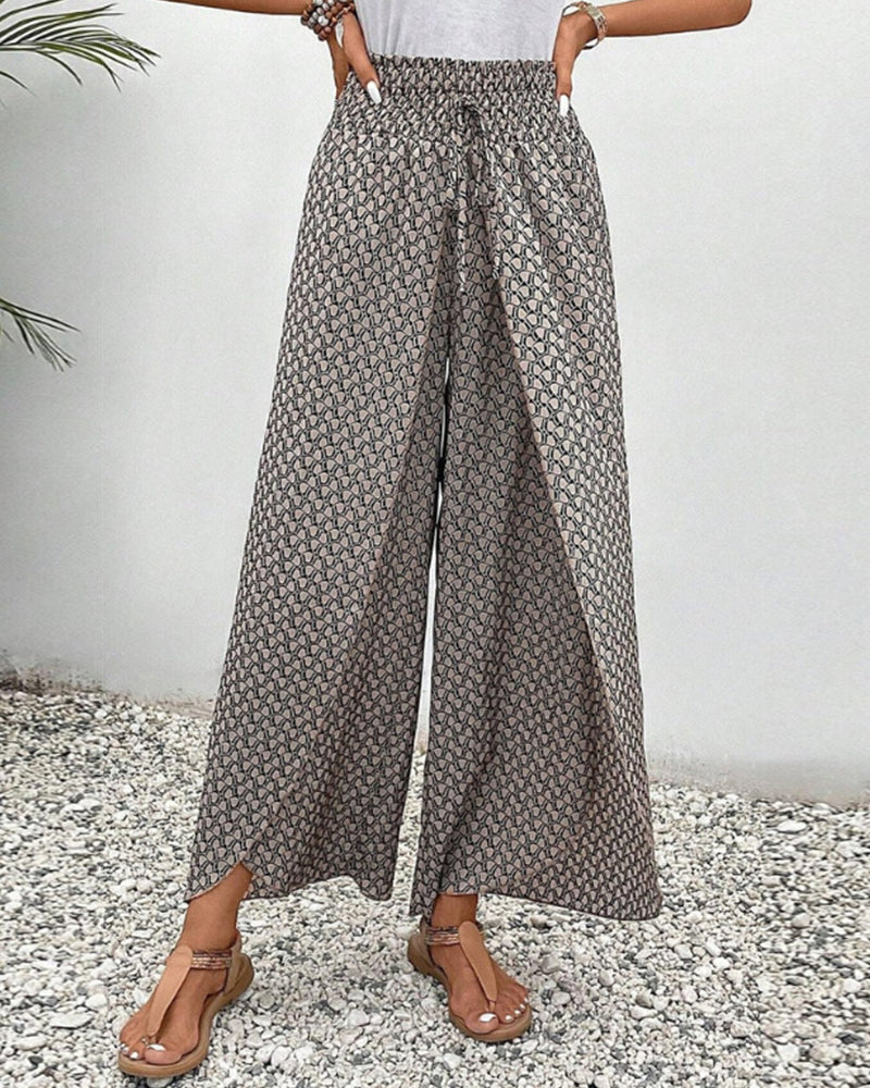 Lucie | Women’s Smocked Waist Palazzo Trousers — TOPNEWPLACE (view 3)