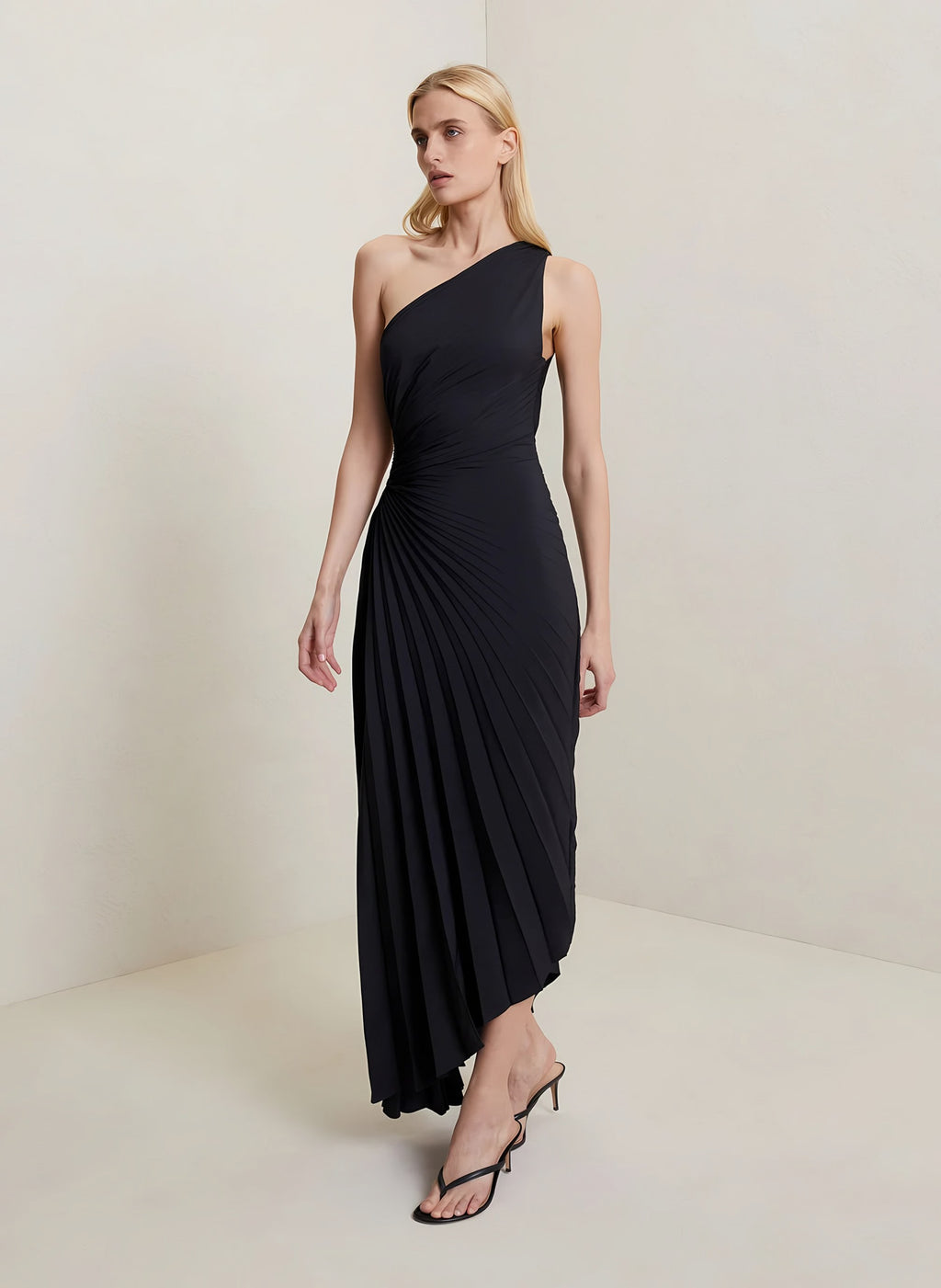 Women's One-Shoulder Pleated Maxi Dress — view 24
