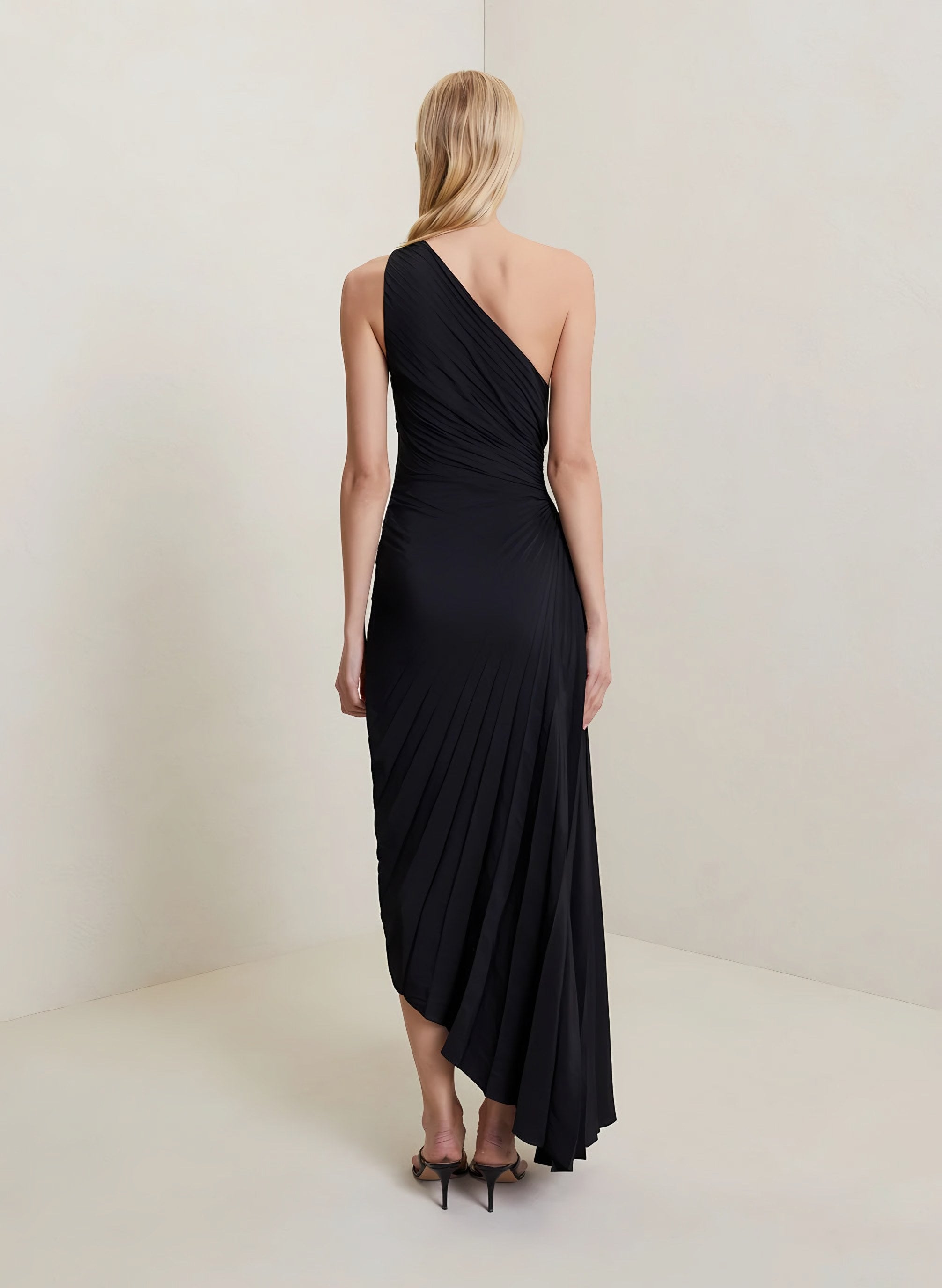 Women's One-Shoulder Pleated Maxi Dress — view 25