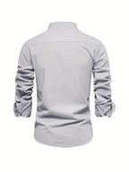 Kasimir | Men's Linen Shirt with Long Sleeves and Stand Collar