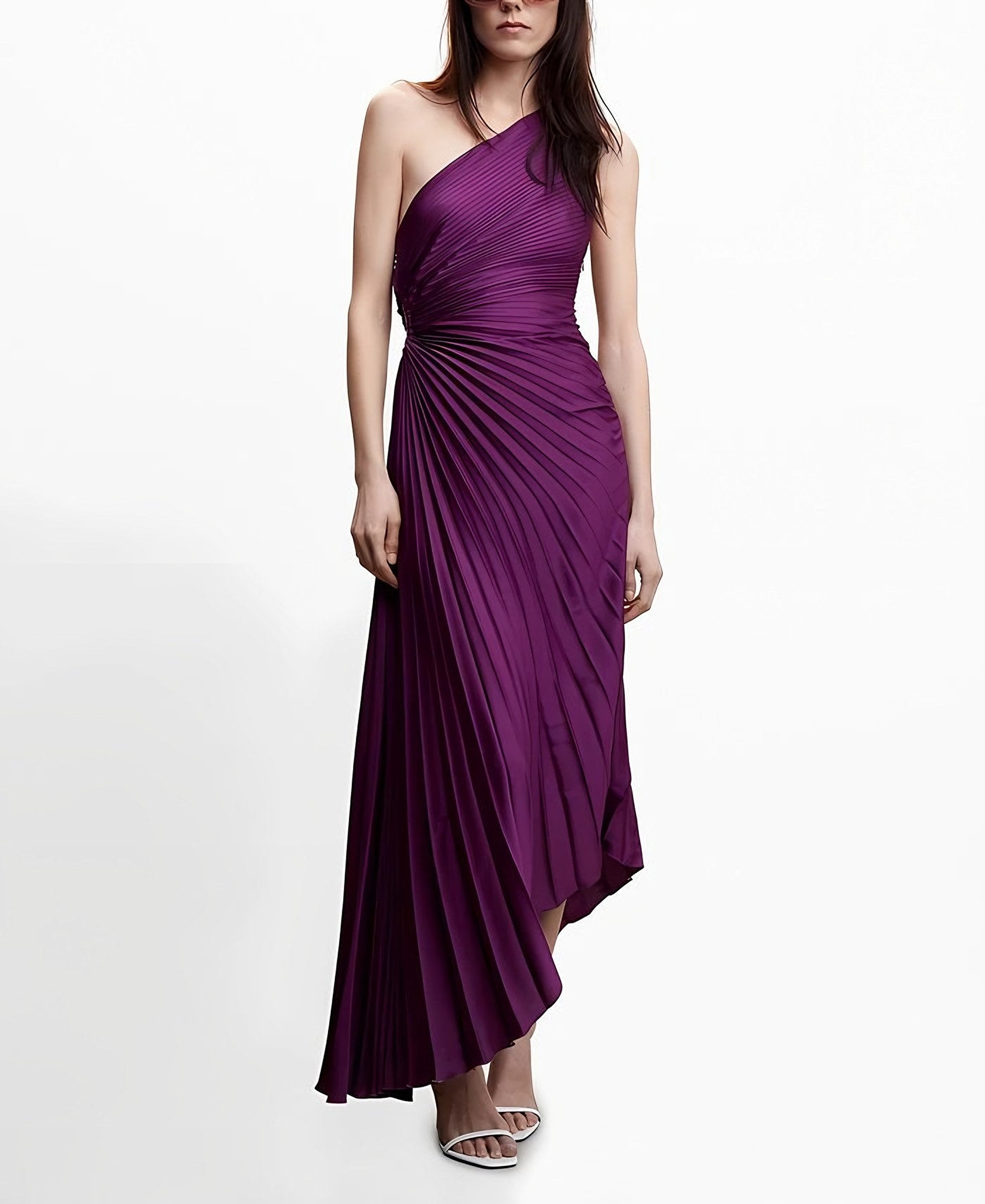 Women's One-Shoulder Pleated Maxi Dress — view 18