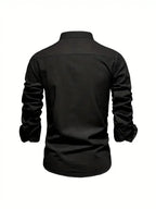 Kasimir | Men's Linen Shirt with Long Sleeves and Stand Collar