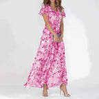 Women's Flutter Sleeve Floral Maxi Dress — view 4
