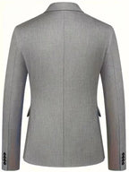 Erasmus | Men's Slim Fit Double-Breasted Three-Piece Suit Set with Waistcoat