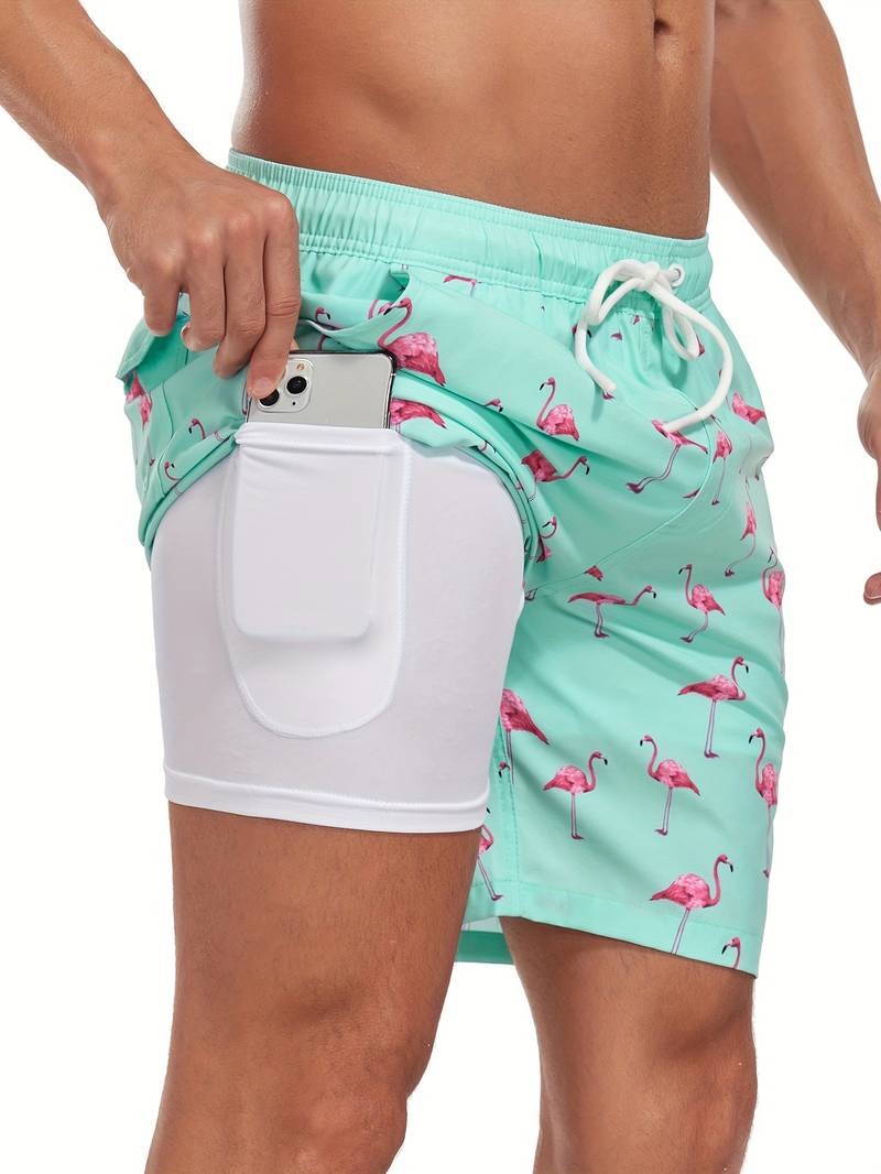 Henry | Flamingo Print Swim Trunks — TOPNEWPLACE (view 4)