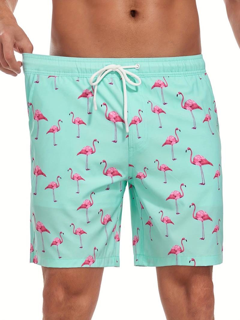 Henry | Flamingo Print Swim Trunks — TOPNEWPLACE (view 2)
