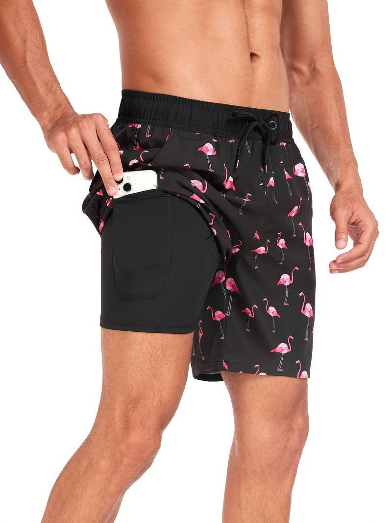 Henry | Flamingo Print Swim Trunks