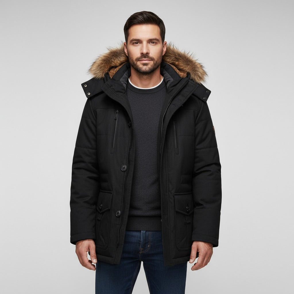 Oliver | Fur Hooded Winter Parka Coat — TOPNEWPLACE (view 5)