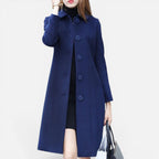 Tailored Button Front Wool Blend Coat — Warm