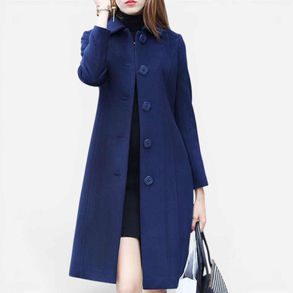 Tailored Button Front Wool Blend Coat — Warm