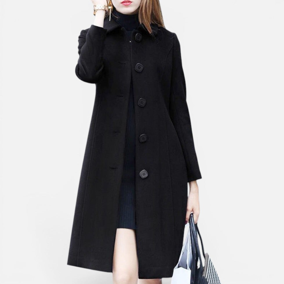 Tailored Button Front Wool Blend Coat — Warm