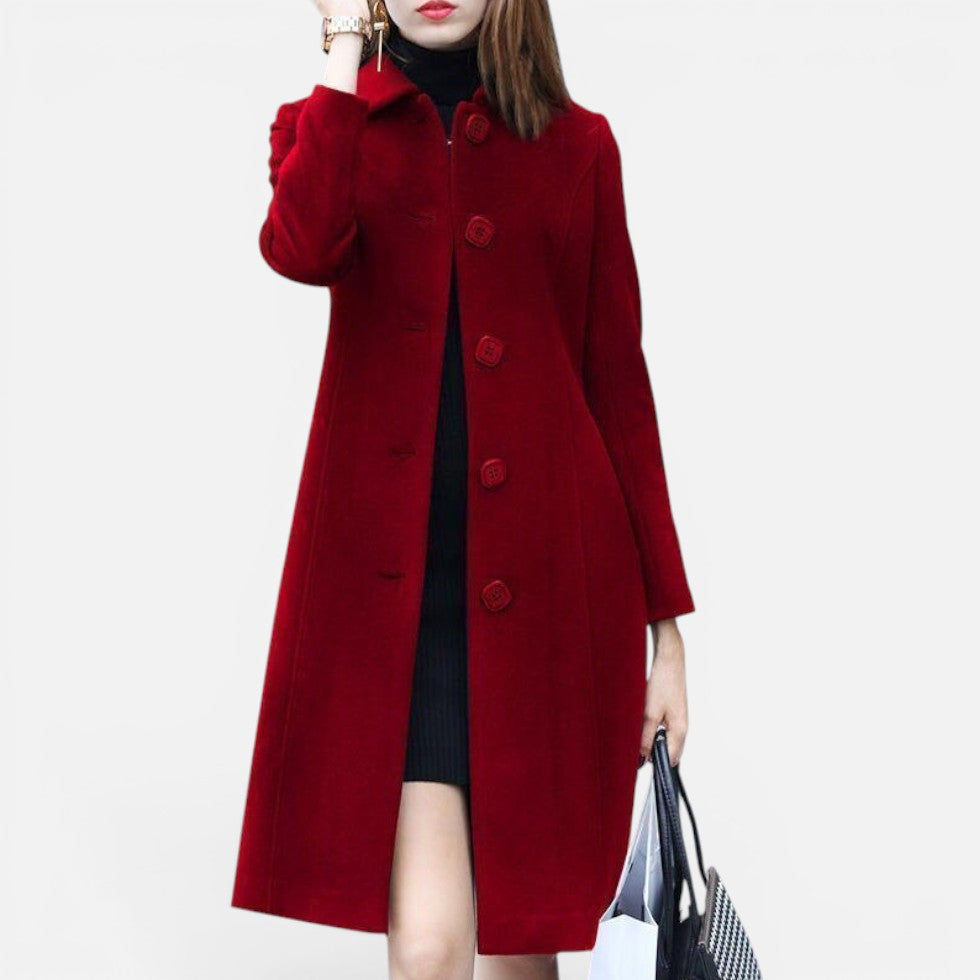 Tailored Button Front Wool Blend Coat — Warm
