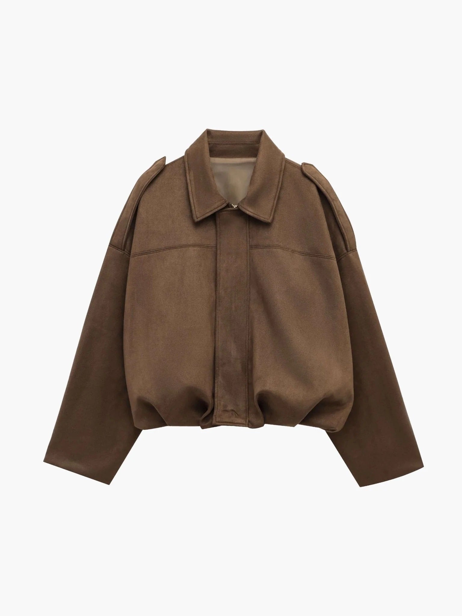Sabina | Women's Faux Suede Collared Bomber Jacket
