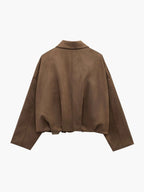 Sabina | Women's Faux Suede Collared Bomber Jacket