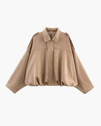 Sabina | Women's Faux Suede Collared Bomber Jacket