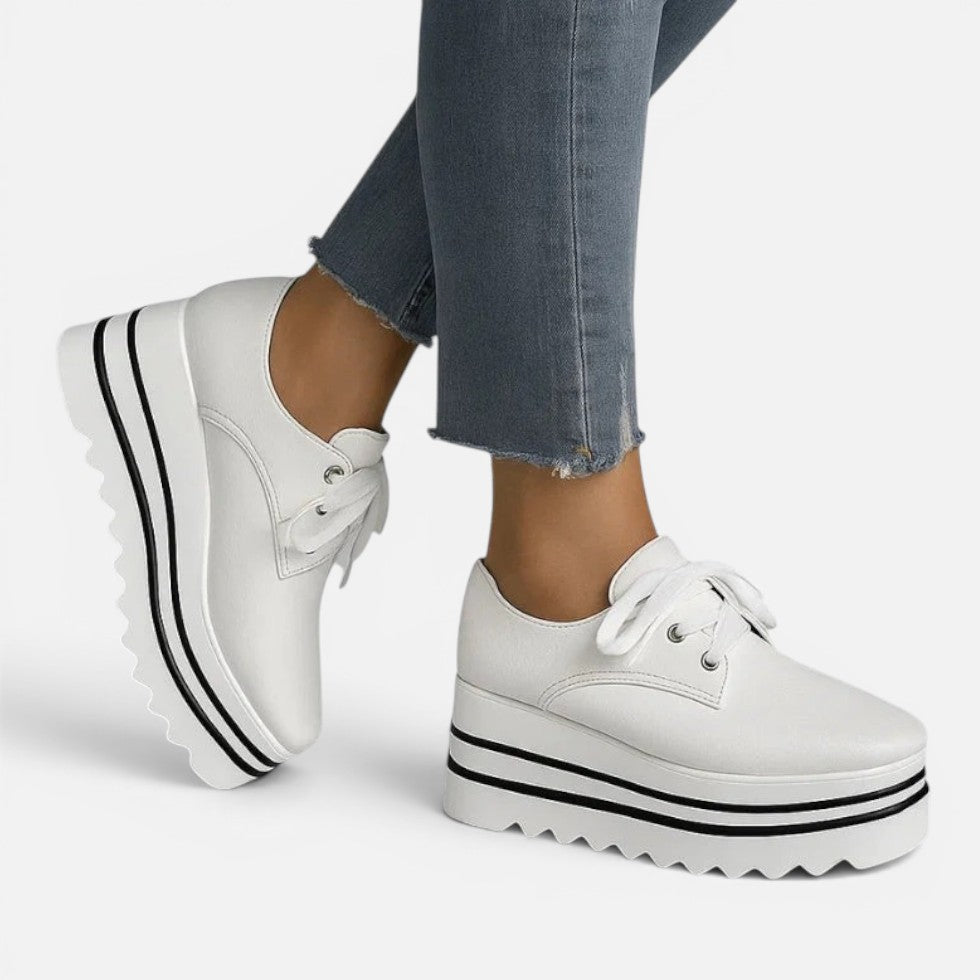 Orthopedic Platform Lace Up Shoes with Chunky Sole — Comfortable