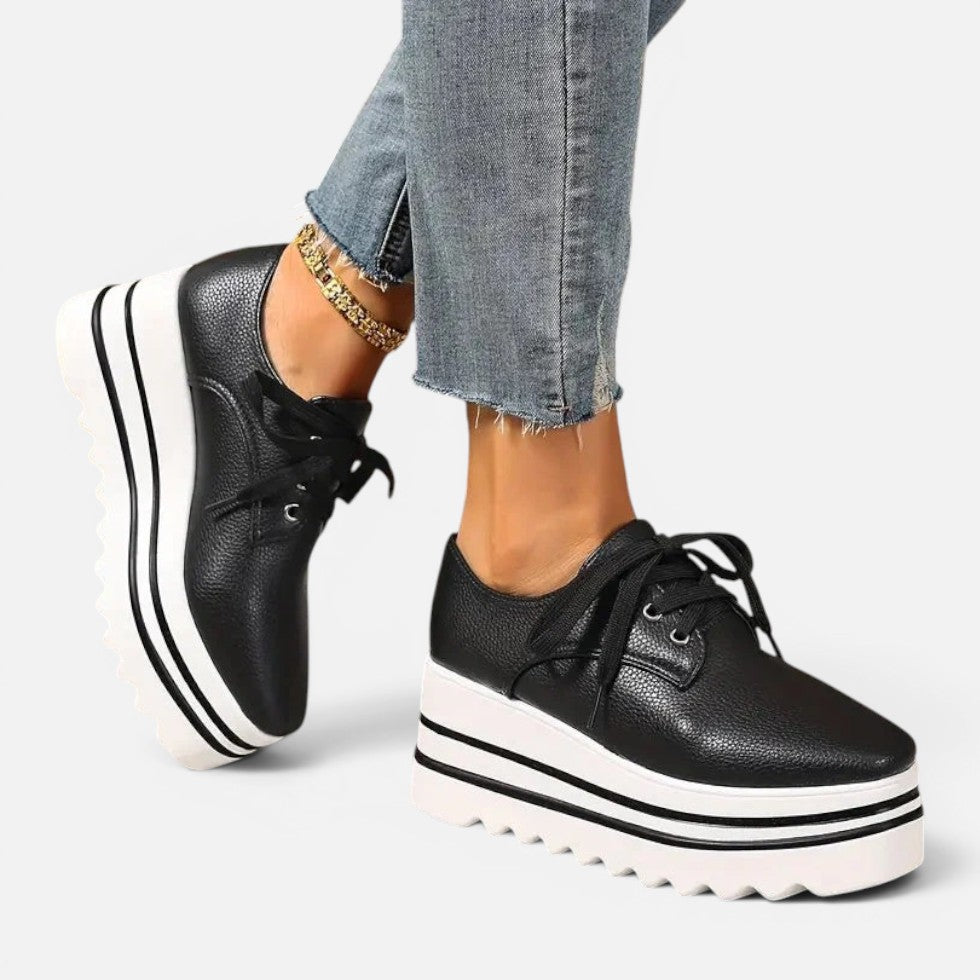 Orthopedic Platform Lace Up Shoes with Chunky Sole — Comfortable