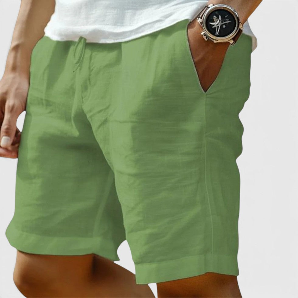 Light Linen Shorts Relaxed Fit Drawstring Pockets — Comfortable