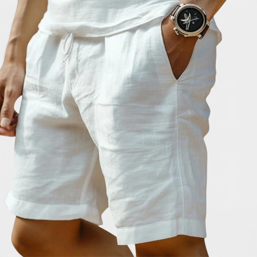 Light Linen Shorts Relaxed Fit Drawstring Pockets — Comfortable