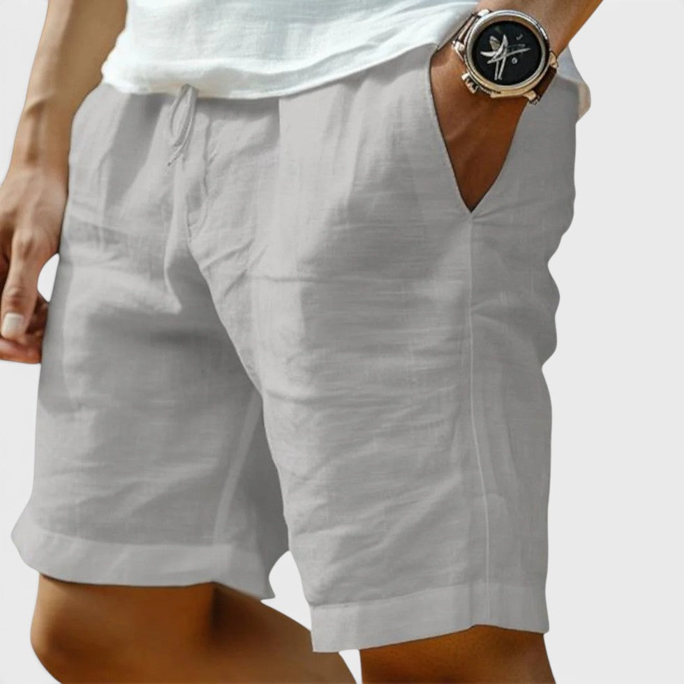 Light Linen Shorts Relaxed Fit Drawstring Pockets — Comfortable