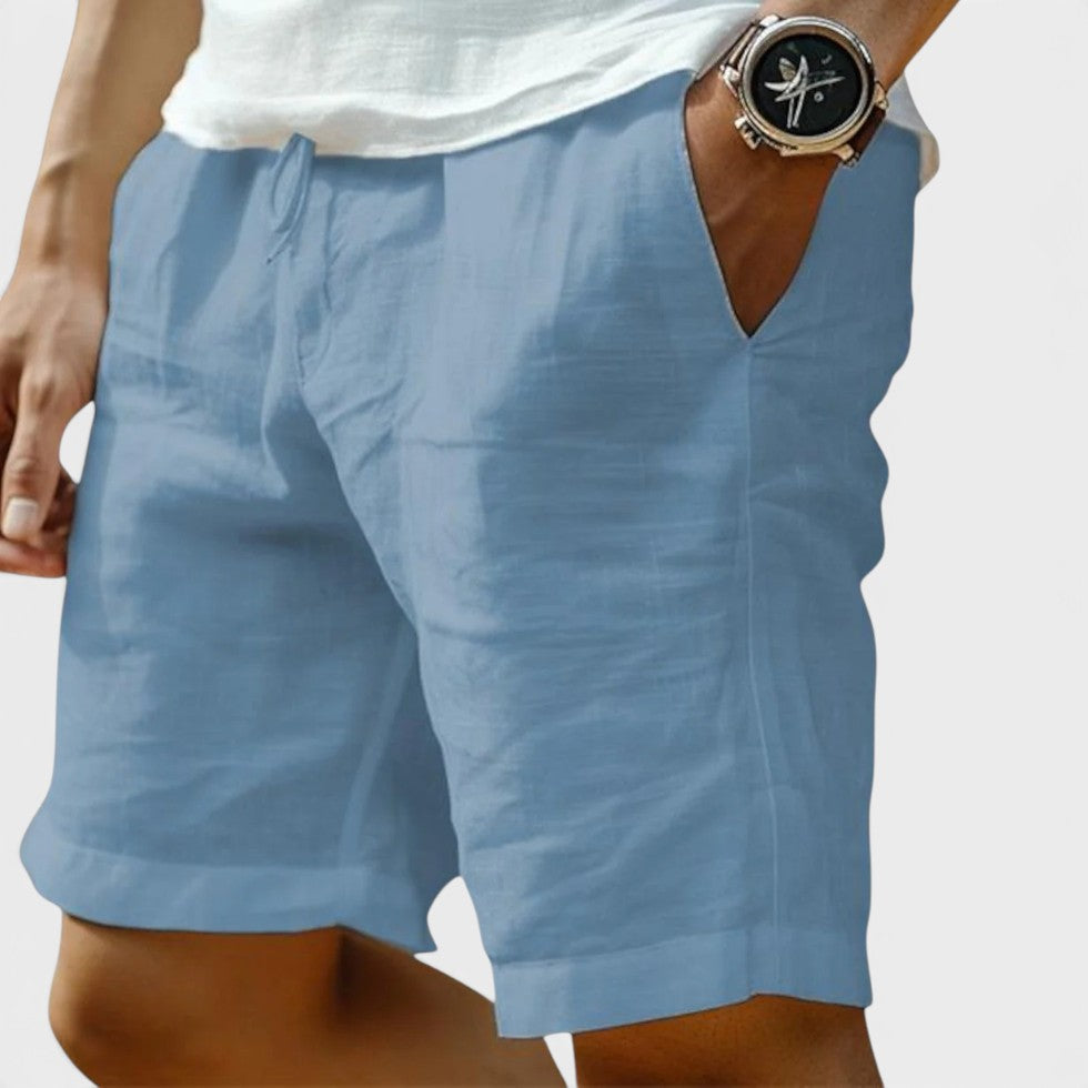 Light Linen Shorts Relaxed Fit Drawstring Pockets — Comfortable