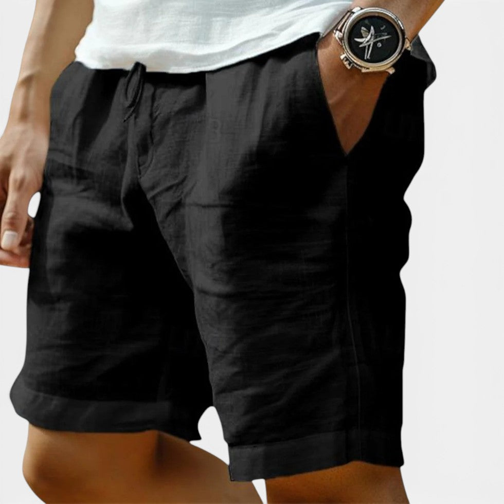 Light Linen Shorts Relaxed Fit Drawstring Pockets — Comfortable