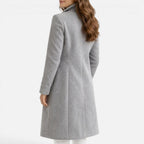 Womens Longline Double Breasted Coat Lapel Collar — Warm