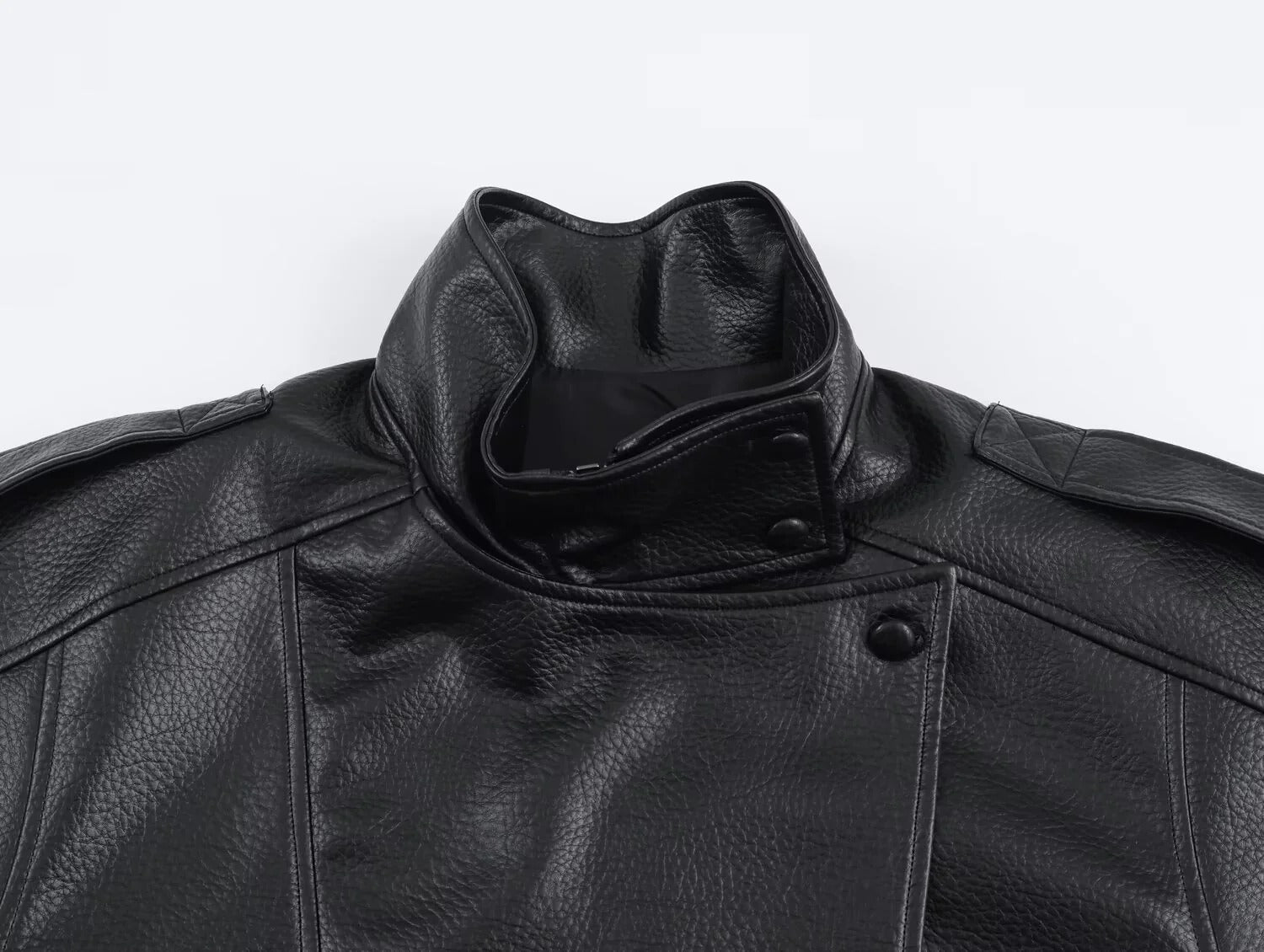 Tonia | Women's Faux Leather Jacket with High Neck
