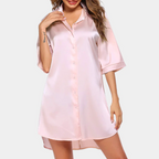 Sofija | Women's Satin Button Down Oversized Pajama Dress