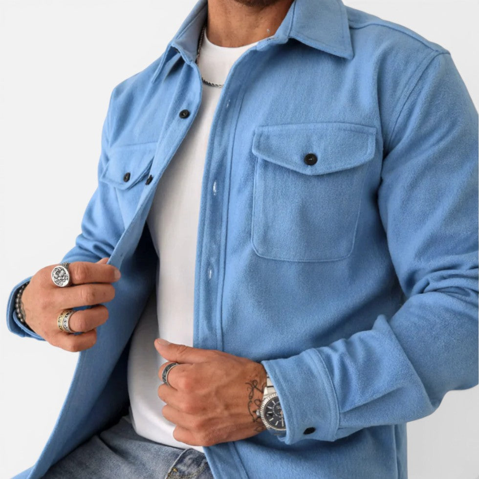 Mens Button Up Overshirt Jacket — Warm