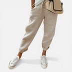 Drawstring Linen-Blend Trousers — view 1