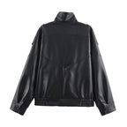 Tonia | Women's Faux Leather Jacket with High Neck