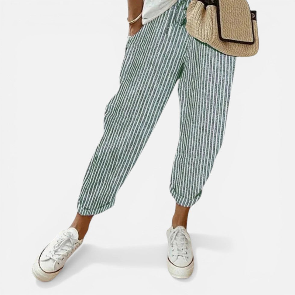 Drawstring Linen-Blend Trousers — view 3