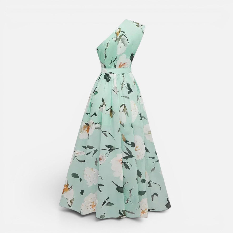 Floral One Shoulder Maxi Dress with Split — view 2