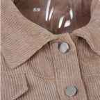 Womens Cropped Corduroy Jacket with Button Front — Warm