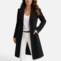 Womens Longline Double Breasted Coat Lapel Collar — Warm