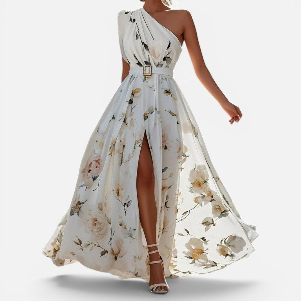 Floral One Shoulder Maxi Dress with Split — view 4