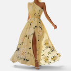 Floral One Shoulder Maxi Dress with Split — view 5