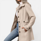 Womens Mid Length Trench Coat Button Front — Warm