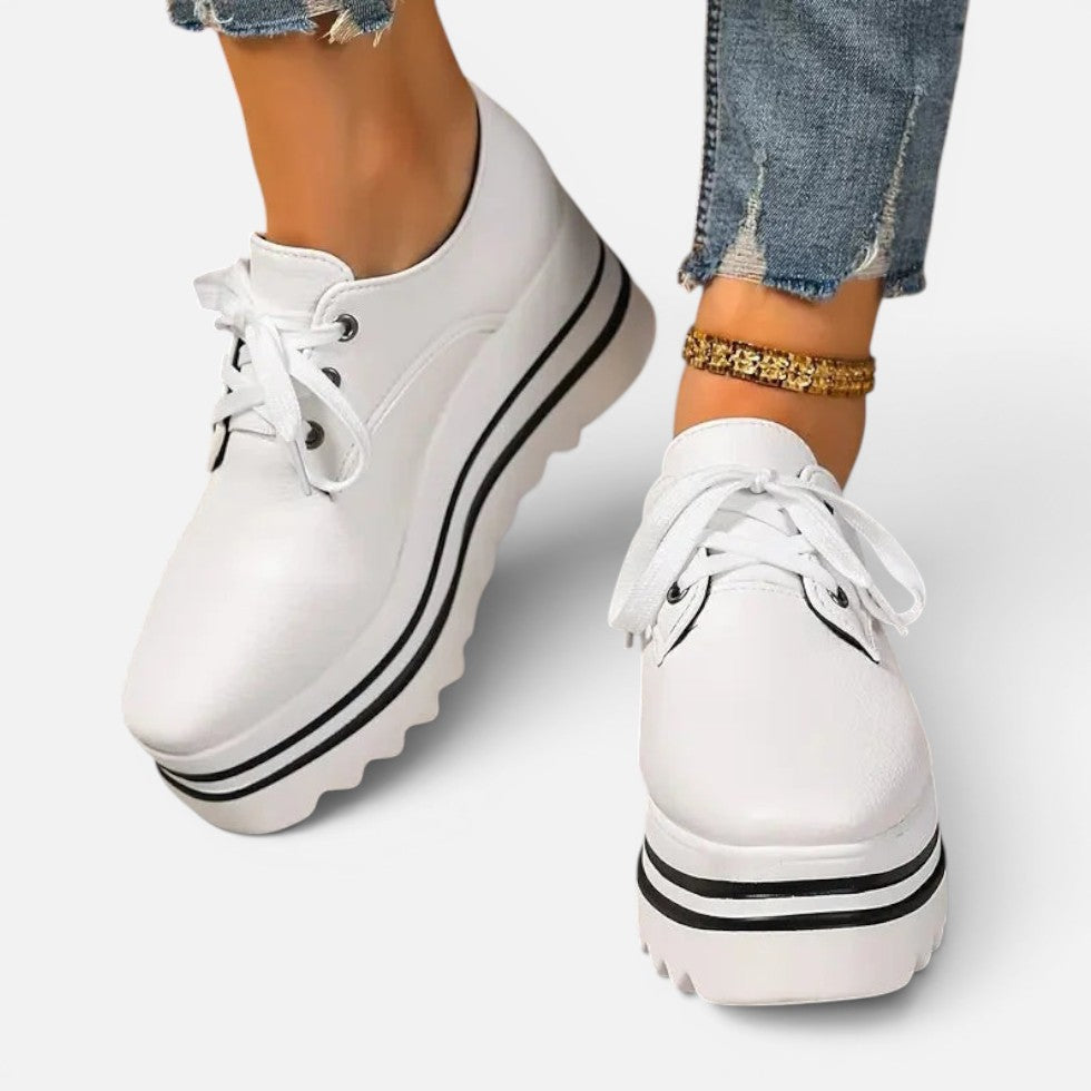 Orthopedic Platform Lace Up Shoes with Chunky Sole — Comfortable