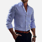 Striped Button Up Long Sleeve Shirt — Breathable
